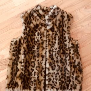 Faux fur cheetah print lined vest